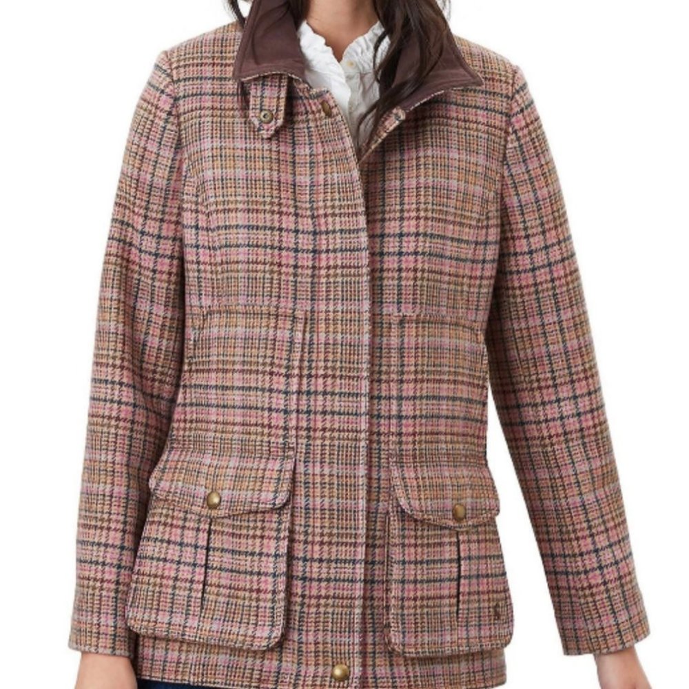 Women's Joules Field Coat Pink Tweed